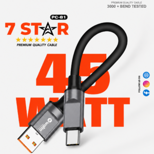 Walta PC-81 7 STAR USB to Type-C Fast Charging Cable | 45W Charging Support | 1 Meter Data & Sync Cable