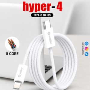 Walta Hyper-4 USB-C to Lightning PD Fast Charging Cable | 45W Power Delivery | 5-Core Braided Cable | 1 Meter Data & Sync Cable for iPhone & iPad