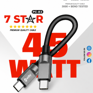 Walta 7 STAR Premium Series PC-83 USB-C to USB-C Fast Charging Cable | 45W Power Delivery | 1 Meter Data & Sync Cable