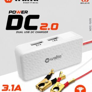 Walta WDC-1005 Power DC 2.0 Dual USB DC Charger | 3.1A Auto Sense Charging Module with 2-in-1 Cable | 12V/24V Battery Charger