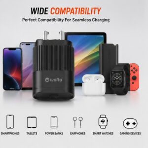 Walta WC-331 Booster 1.5A Fast Wall Charger | USB-C Output | Smart IC Protection | Compact Travel Charger