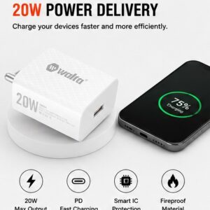 Walta 20W PD Fast Wall Charger | USB-C Power Delivery Charger | Smart IC Protection | Type-C Fast Charging Adapter