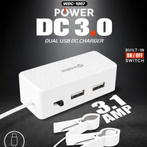 Walta WDC-1007 Power DC 3.0 Dual USB DC Charger | 3.1A Fast Charging Module with Type-C Cable | Built-in ON/OFF Switch | 12V/24V Battery Charger