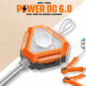 Walta WDC-1008 Power DC 6.0 Dual Port DC Mobile Charger | 20W USB + 18W PD Fast Charging | USB-C Cable Included | 12V/24V Battery Charger