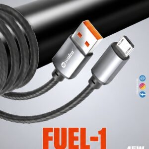 Walta FUEL-1 USB to Micro USB Fast Charging Cable | 45W Charging Support | 1 Meter Braided Data & Sync Cable