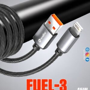 Walta FUEL-3 USB to Lightning Fast Charging Cable | 45W Charging Support | 1 Meter Braided Data & Sync Cable