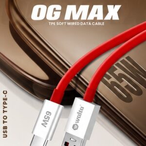 Walta OG MAX USB to Type-C Fast Charging Cable | 65W Fast Charge Support | TPE Soft Data & Sync Cable | 1 Meter