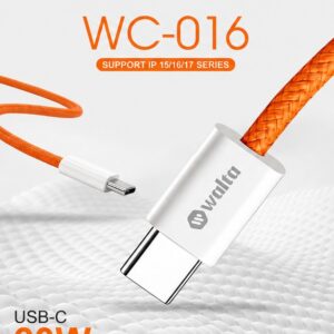 Walta WC-016 USB-C to USB-C 60W Fast Charging Cable | 1 Meter Braided Data & Sync Cable | Compatible with iPhone 15/16/17 Series