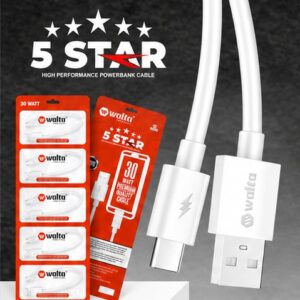 Walta 5 STAR PRO Series USB to Type-C Fast Charging Cable | 30W Charging Support | 1 Meter Data & Sync Cable