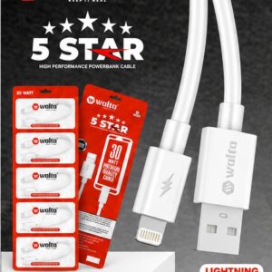 Walta 5 STAR PRO Series USB to Lightning Fast Charging Cable | 30W Charging Support | 1 Meter Data & Sync Cable for iPhone & iPad