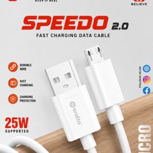 Walta SPEEDO 2.0 USB to Micro USB Fast Charging Cable | 25W Charging Support | 1 Meter Data & Sync Cable
