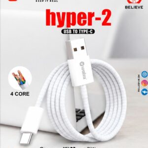 Walta Hyper-2 USB to Type-C Fast Charging Cable | 65W Charging Support | 2 Meter Braided Data & Sync Cable
