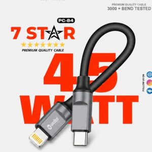 Walta 7 STAR Premium Series PC-84 USB-C to Lightning PD Fast Charging Cable | 45W Power Delivery | 1 Meter Data & Sync Cable for iPhone & iPad
